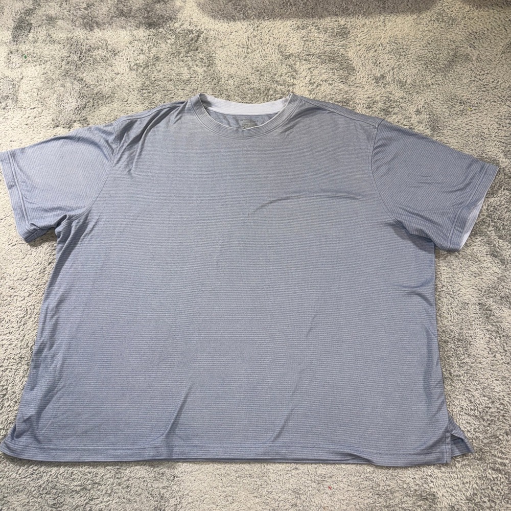 Van Heusen Studio Mens 3XL Blue Micro Stripe Short Sleeve T-Shirt Cotton Blend